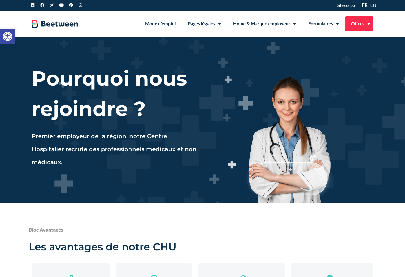 Visuel desktop du bouton de menu d'accessibilité